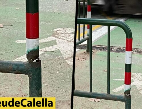 Barana oxidada i trencada al pas a nivell de l’estació